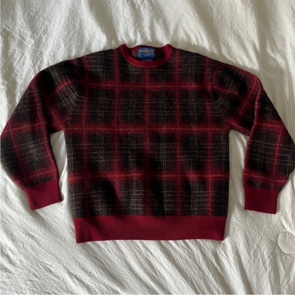 Vintage Pendleton Red Wool Plaid Sweater Size medium - Picture 2 of 7